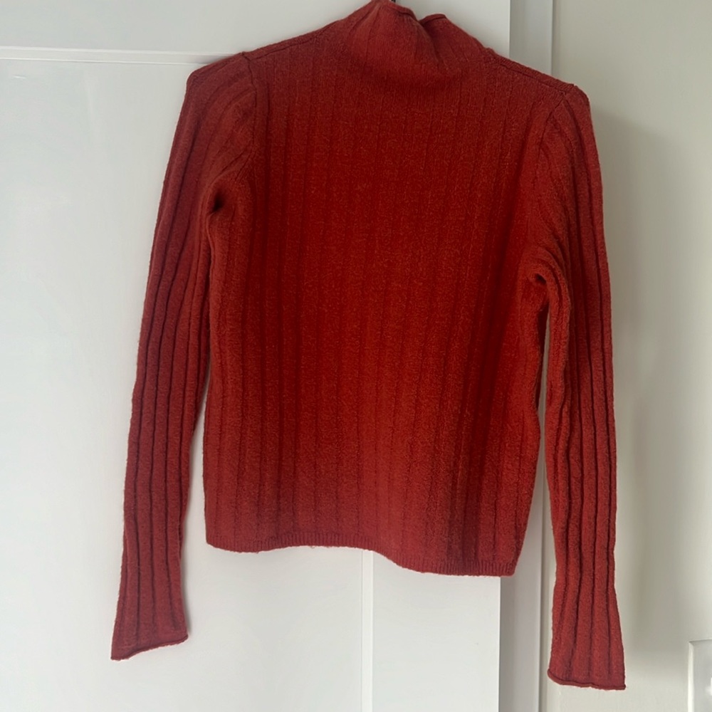 Madewell burnt orange mock turtleneck ribbed sweater